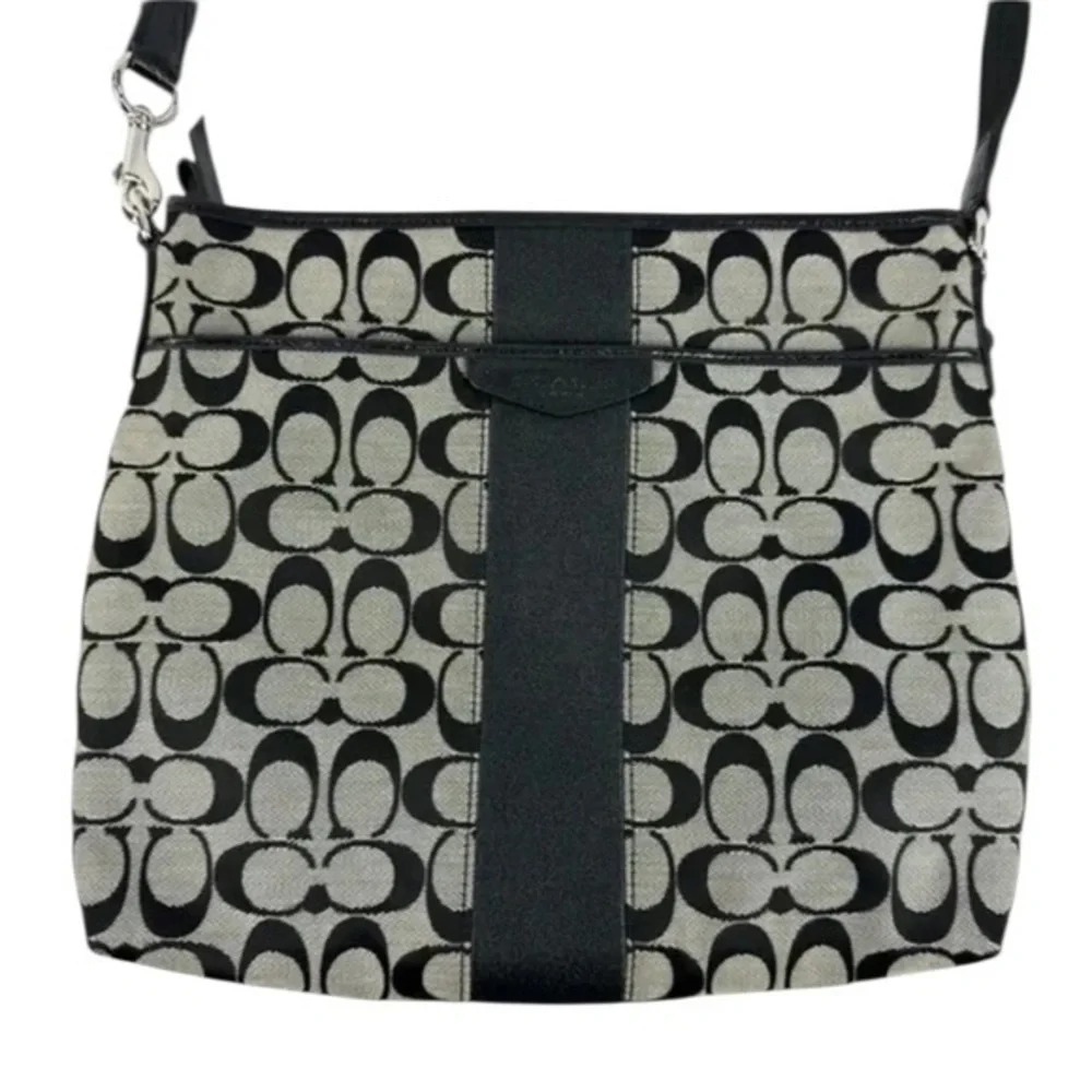 COACH Canvas Signature Monogram Crossbody Black Grey